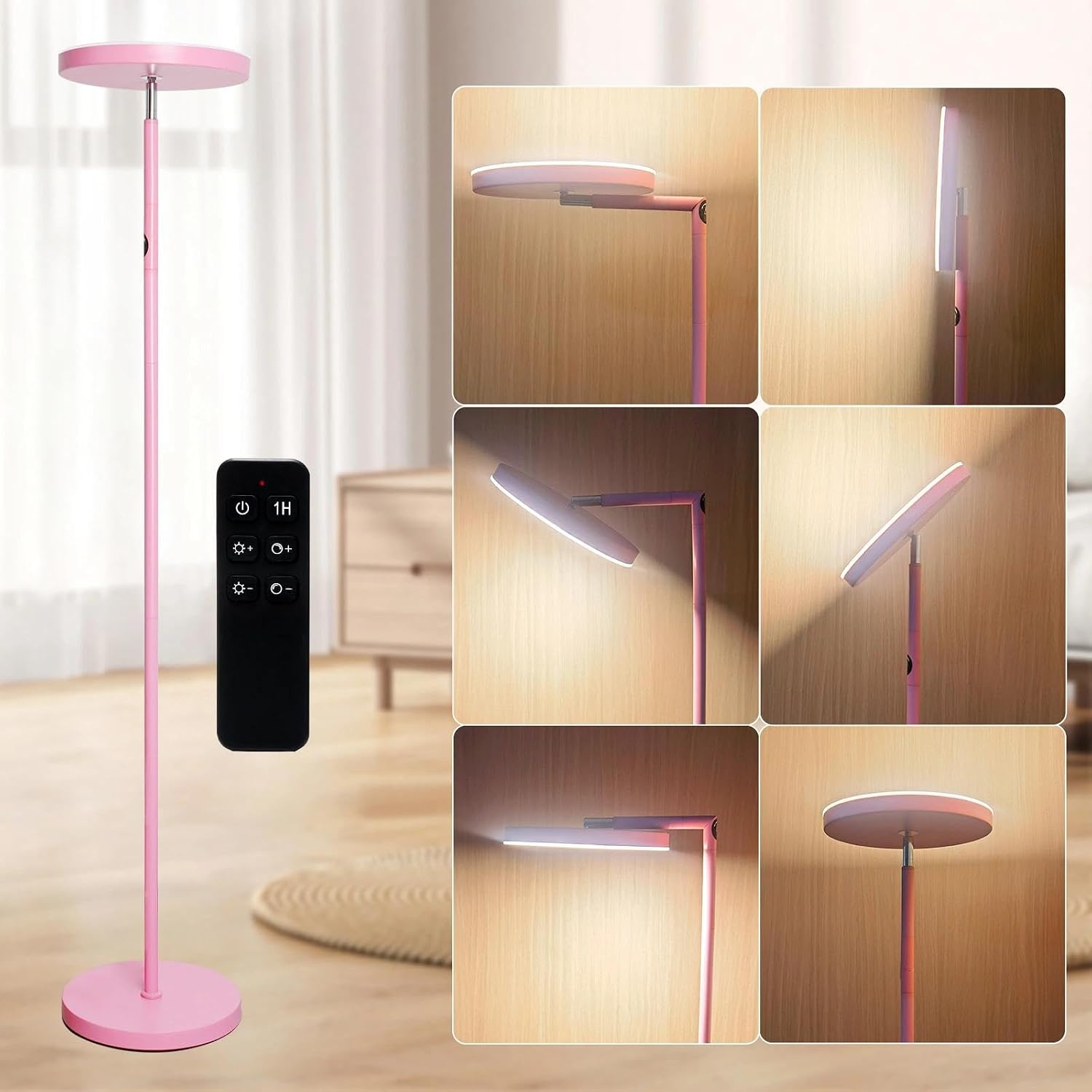 90° Foldable Torchiere, 30W 3000LM, Pink